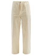 Matchesfashion.com Hecho - High-rise Striped Cotton-poplin Trousers - Mens - Cream