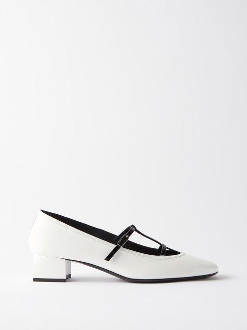 Khaite - Fawn 35 Patent-leather Pumps - Womens - White Black