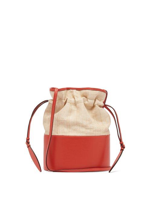 Matchesfashion.com Hunting Season - Lola Raffia And Leather Bucket Bag - Womens - Red Multi