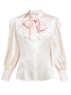 Matchesfashion.com Edeltrud Hofmann - Nico Pussy Bow Bishop Sleeve Silk Blouse - Womens - Cream Multi