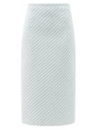 Matchesfashion.com Alessandra Rich - Striped Cotton-blend Tweed Pencil Skirt - Womens - Light Blue
