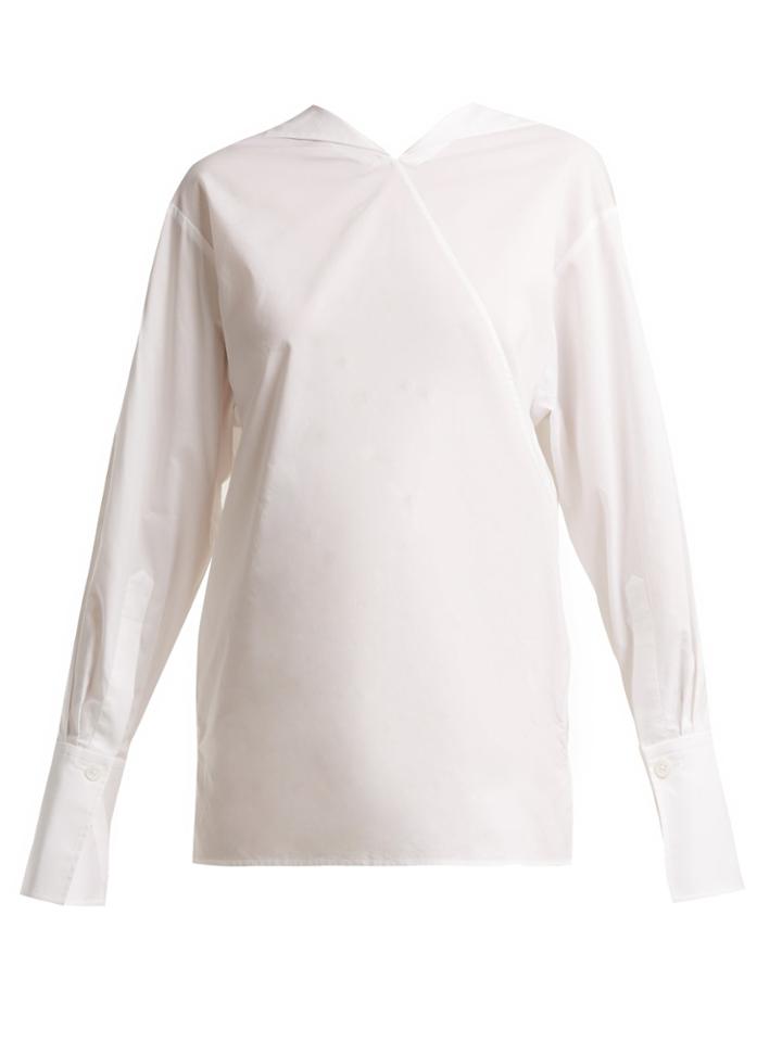 Joseph Elsie Asymmetric-neck Cotton Shirt