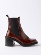 Ganni - Square-toe Patent-leather Chelsea Boots - Womens - Brown