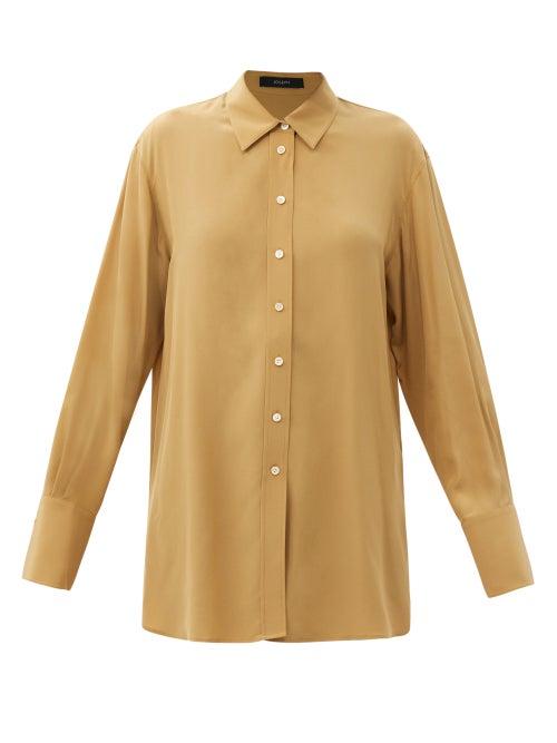 Matchesfashion.com Joseph - Brooks Silk-crepe De Soie Shirt - Womens - Camel
