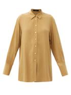 Matchesfashion.com Joseph - Brooks Silk-crepe De Soie Shirt - Womens - Camel