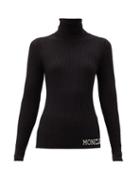 Matchesfashion.com Moncler - Logo-intarsia Roll-neck Wool Sweater - Womens - Black
