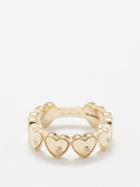 Yvonne Leon - Mini Heart Diamond & 9kt Gold Ring - Womens - Gold Multi