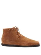Totme - Square-toe Lace-up Suede Ankle Boots - Womens - Tan