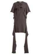 Matchesfashion.com Jw Anderson - Cut Out Distressed Cotton Jersey Dress - Womens - Dark Grey