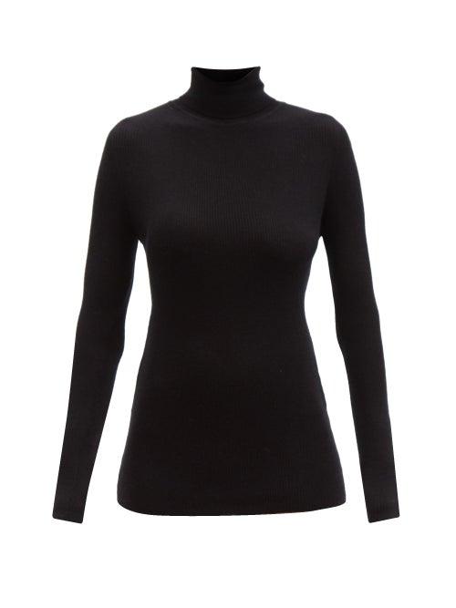 Raey - Roll-neck Fine-rib Merino Wool Sweater - Womens - Black