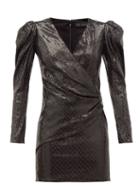 Matchesfashion.com Versace - Padded-shoulder Sequinned Mini Dress - Womens - Black