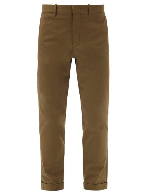 Matchesfashion.com Caruso - Cropped Cotton-blend Gabardine Chinos - Mens - Khaki