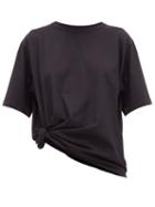 Matchesfashion.com Vika Gazinskaya - Oversized Knotted Cotton T Shirt - Womens - Black