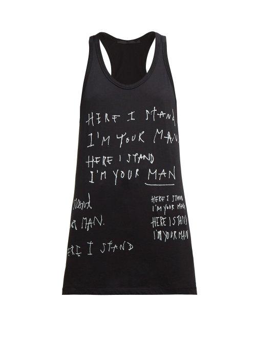 Matchesfashion.com Haider Ackermann - Tekst Print Cotton Tank Top - Womens - Black