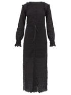 Matchesfashion.com Sir - Amelia Broderie Anglaise Cotton Maxi Dress - Womens - Black