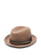 Matchesfashion.com Giorgio Armani - Grosgrain Trimmed Wool Felt Trilby Hat - Mens - Beige