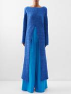 Christopher John Rogers - Split-front Longline Merino Sweater - Womens - Blue Multi
