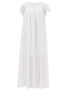 Matchesfashion.com Thierry Colson - Tabitha Floral-embroidered Cotton-voile Maxi Dress - Womens - White
