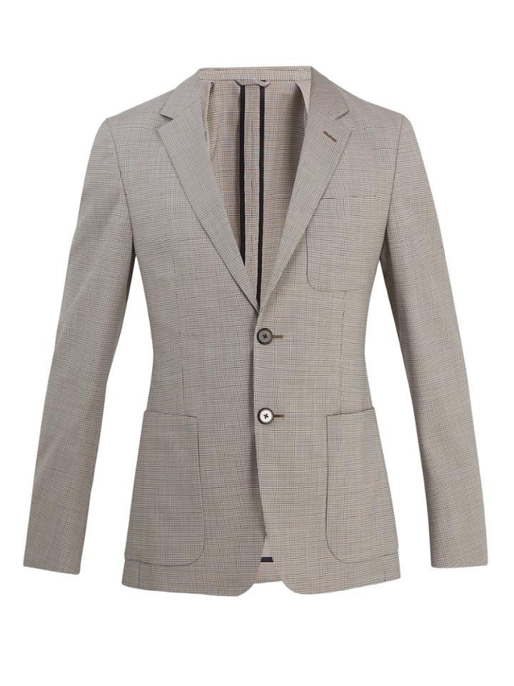 Prada Single-breasted Micro-checked Wool Blazer