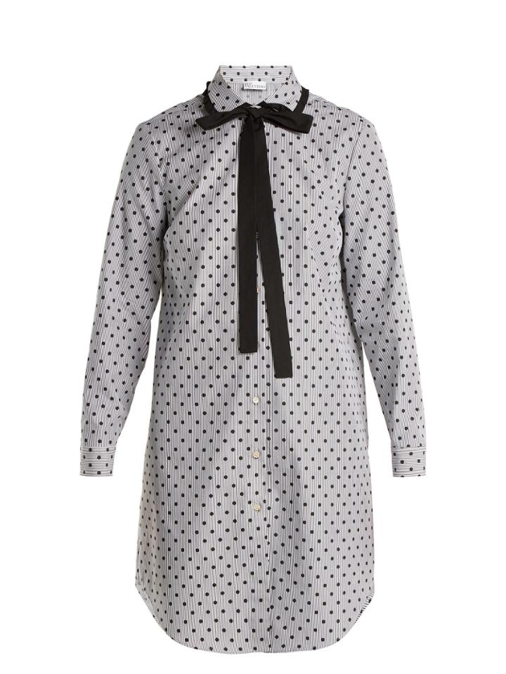Redvalentino Polka-dot Print Oversized Cotton Shirt