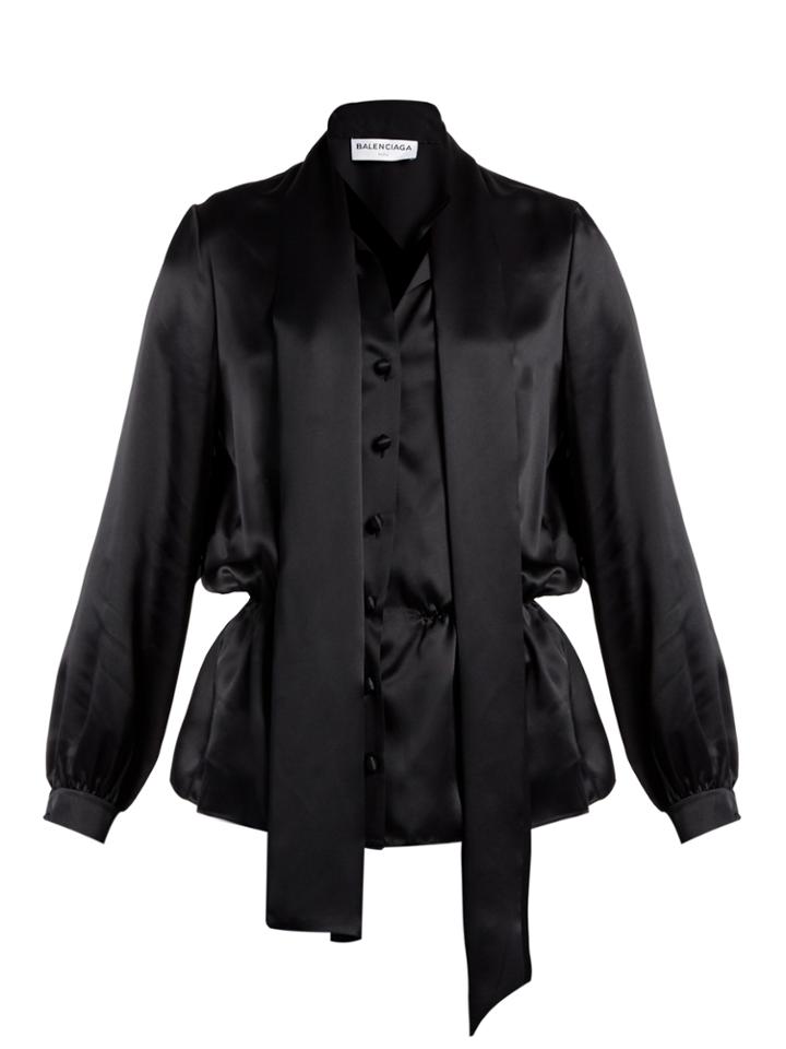 Balenciaga Tie-neck Silk-satin Blouse