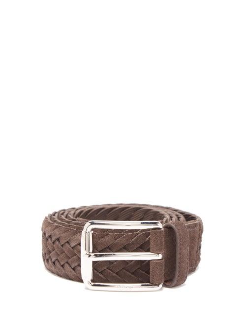 Matchesfashion.com Tod's - Woven Suede Belt - Mens - Dark Brown
