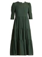 Matchesfashion.com See By Chlo - Tiered Cotton Voile Midi Dress - Womens - Khaki