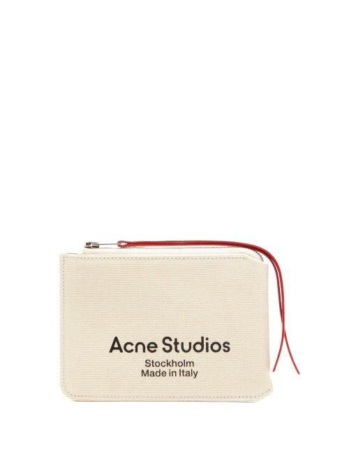 Matchesfashion.com Acne Studios - Malachite Small Logo-print Canvas Pouch - Mens - Beige