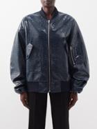 The Frankie Shop - Hane Croc-effect Faux-leather Bomber Jacket - Womens - Navy