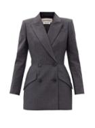 Matchesfashion.com Alexander Mcqueen - Double-breasted Lurex-pinstriped Wool Suit Jacket - Womens - Grey