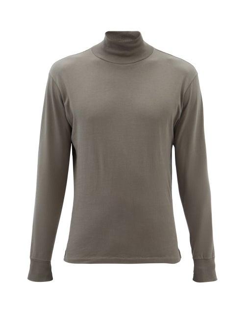 Lady White Co. - Roll-neck Cotton-jersey Long-sleeved T-shirt - Mens - Grey