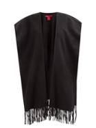Valentino Garavani - Fringed Cashmere-twill Poncho - Womens - Black