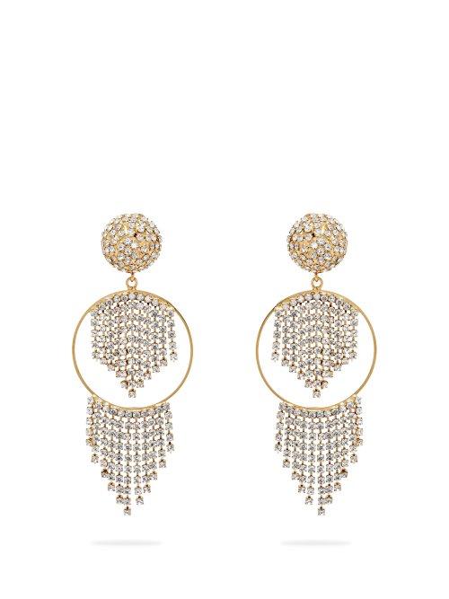 Matchesfashion.com Rosantica By Michela Panero - Strobo Crystal Embellished Hoop Earrings - Womens - Crystal