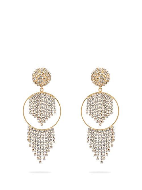 Matchesfashion.com Rosantica By Michela Panero - Strobo Crystal Embellished Hoop Earrings - Womens - Crystal