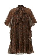Matchesfashion.com Erdem - Elviretta Leopard-print Georgette Mini Dress - Womens - Leopard