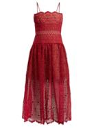Matchesfashion.com Self-portrait - Floral Lace Dropped Waist Midi Dress - Womens - Red