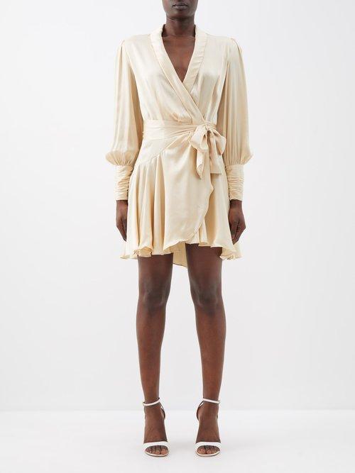 Zimmermann - Wrap Silk Mini Dress - Womens - Cream