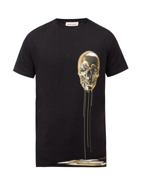 Matchesfashion.com Alexander Mcqueen - Melting Skull-print Cotton-jersey T-shirt - Mens - Black Multi