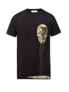 Matchesfashion.com Alexander Mcqueen - Melting Skull-print Cotton-jersey T-shirt - Mens - Black Multi