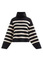 Matchesfashion.com Khaite - Marion Striped High-neck Cashmere Sweater - Womens - Black White