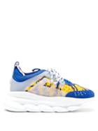 Matchesfashion.com Versace - Chain Reaction Twill And Suede Trainers - Mens - Blue Multi