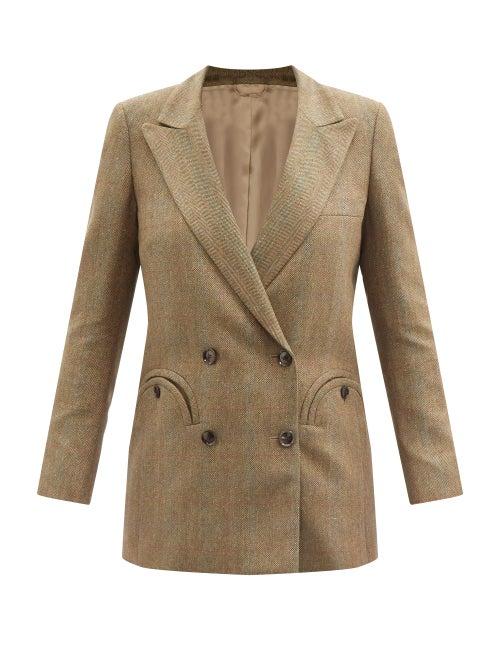 Blaz Milano - Anatta Smiley-pocket Silk Herringbone-twill Blazer - Womens - Brown Multi