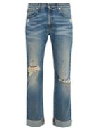 Gucci Embroidered-hem Straight-leg Jeans