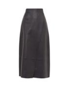 Matchesfashion.com Ins & Marchal - Eternity Wrap Leather Midi Skirt - Womens - Navy