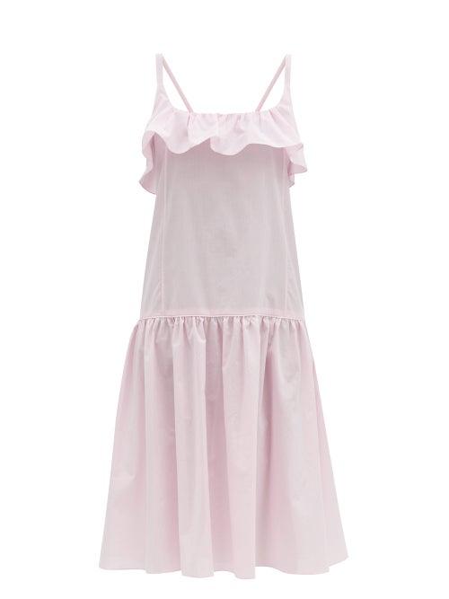 Matchesfashion.com Loup Charmant - Mona Ruffled Cotton Midi Dress - Womens - Pink