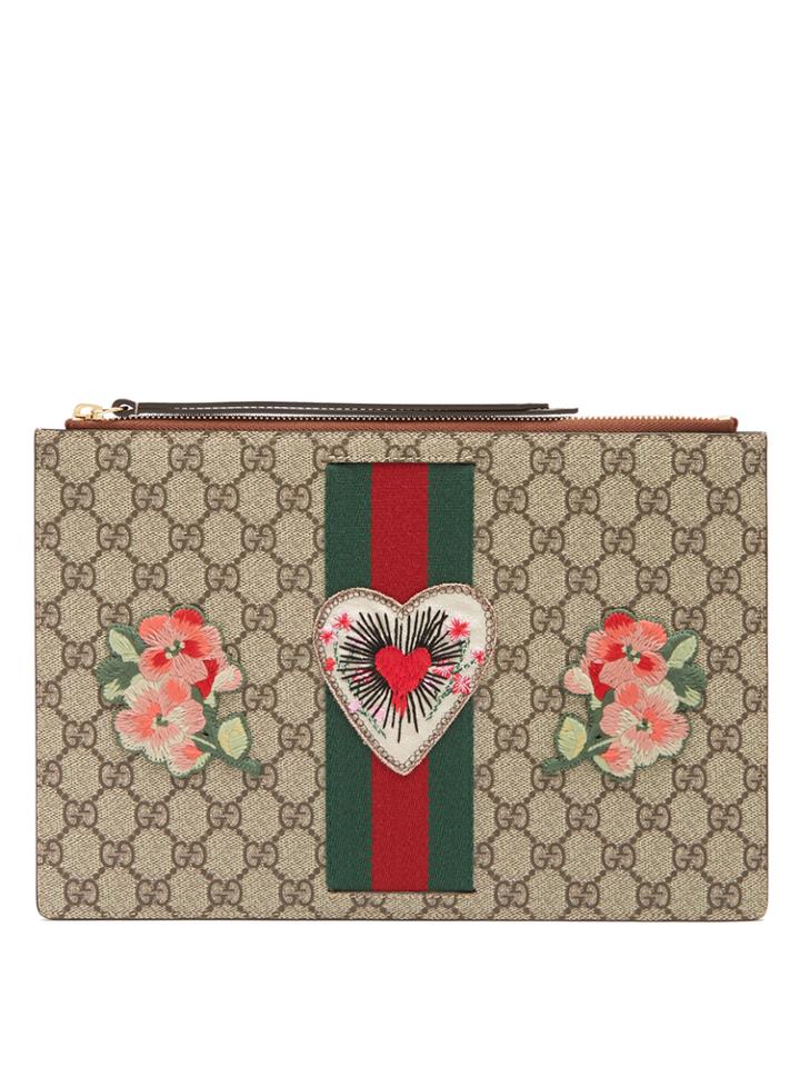 Gucci Merveilles Gg Supreme Heart-appliqu Pouch