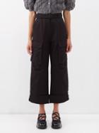 Simone Rocha - Cropped Cotton-twill Cargo Trousers - Womens - Black