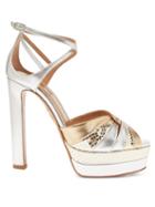 Matchesfashion.com Aquazzura - La Di Da 130 Platform Metallic-leather Sandals - Womens - Gold