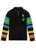 The Elder Statesman - Wildflower-intarsia Stripe Cashmere Sweater - Womens - Black Multi