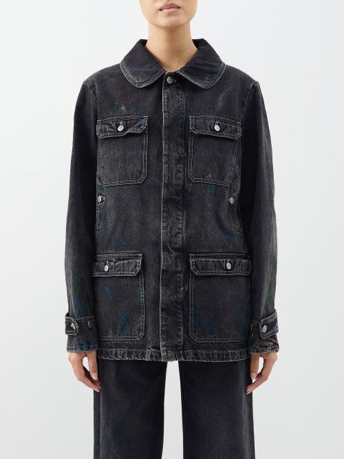 Maison Margiela - Paint-splatter Denim Jacket - Womens - Black